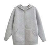Women's Clothing Explosion Gray Hooded Long Space Cotton