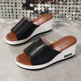 And Summer New Fish Mouth Slope And Slippers Women Wear Fashion Leisure Flip-Flops To Drag Large Size Women's