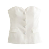 Women's Clothing 2025 Summer Pocket Ornaments Bare Backsed Slings Waistcoat Women