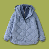Casual Version Of The Quilt Hooded Jacket Jacket Lingge Cotton Ivory White 24 Winter