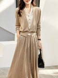 Autumn Suit Hit Fake Two V-Neck Knitted Cardigan / Actually Tight Waist Half-Dressed
