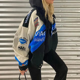 new American retro letter print jacket coat women Y2K high street fashion trend baseball uniform couple casual loose