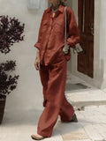 2025 New Women's Long-Sleeved Shirt Loose Pants Two