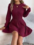 Autumn And Winter Pure Color Lantern Long-Sleeved Sweater Skirt A Dress Women's