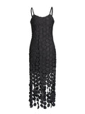 Sexy Style Slim Slings Long Skirt 2025 Summer New Embroidery Round Design Long Dress
