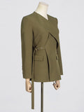 Zingj Wind Suit Female 2024 Autumn New Comfortable Leisure Temperament Versatile V-Neck Belt Small Suit Jacket