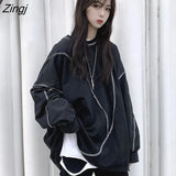 Hat Hoodies Harajuku BF Style Black Hip-hop Chic Teens Sweatshirts Autumn Trendy All-match Daily Simple Womens Streetwear