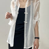 Year's Popular New Chinese Style Buckle National Style Shirt Women 2025 New Summer Thin Outside The Sunscreen Cardigan