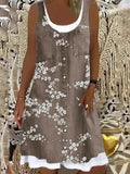 Sleeveless Stitching Printing Casual Dress