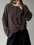 Simple Style Lock-Free Knitted Sweater Thin Lazi Loose Bottom Long Sleeve Lazy Leisure Autumn
