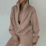 Women's New Zipper Grip Velvet Sweatwear Sports Fashion Jacket