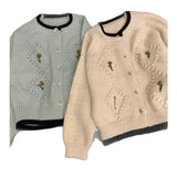 Sweet Embroidery Flowers Soft Sticky Cardigan Women Autumn And Winter New Loose Temperament Sweater Small Fragrant