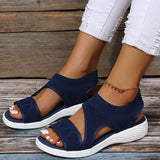 New Large-Size Solid Color Fly-To-Weaving Tight Feet Fish Mouth Slope And Casual Sandals