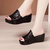 And Slippers Women 2025 Summer New Fashion Hollow Fish Mouth Cool Drag Thick Toe Slippery Slippers