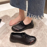 And Autumn Women's Shoes Soft Leather Flat Bottom New Anti-Slip Chinese Wind Comfortable Middle-Naught Mother Tied Grandmother Shoes Low