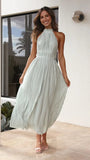 Zingj Summer New Fashion Small Pure And Fresh Shoulder Hanging Neck With Personality Show Back Long Dress