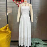 Summer New Women's Sexy Sling Chiffon Temperament Show Back Evening Dress