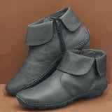 Female Round Head Artificial PU Casual Women's Leather Boots Side Zipper Martin Boots With Female Short