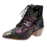 Size 43 New Coarse And High-With Martin Boots Female Pointed Embroidery National Style With Short