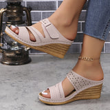 Bottom Round Head One-Word Wear 2025 New Summer Slope And Large-Size Women's Fashion Cold Slippers