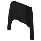 Street Style Languid Shoulders Loose Simple Leisure Long-Sleeved Shawl Hottie Umbilical Thin