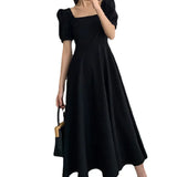 Zingj 2024 Summer New Ins Tea Break Skirt Temperament A Word To Get Over The Knee Long Hepburn Wind Fat Mm Little Black