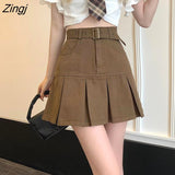 Skirts Women Pleated Streetwear Design Solid Preppy Sweet Girls Lovely Summer High Waist Females Mini Mujer Fashion