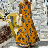 Spot Women's Wear 2025 Summer New Temperament Sleeveless Medium-Long Bohemian Print