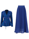 Temperament Famous 2025 Autumn New Fashion Elegant Retro Splicing Butterfly Wrinkle Skirt Dress Suit