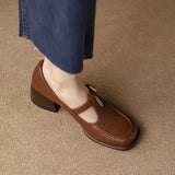 Small Leather Shoes Women's Design Sense Of Niche Heel Women's Shoes 2025 Autumn French Retro Brown Light Mouth Single