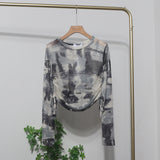 Round Collar Tie-Dye-Print Slim Long-Sleeved T-Shirt T-Shirt T-Shirt With Sunscreen