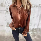 Gold Velvet Shirt 2025 Long-Sleeved Single Buckle With A Loose Bottom Shirt For