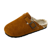 Large-Size Bag Head Thick-Bottom Cotton Slippers Women Plus Velvet Cork Dragged Lazy Man Velvet