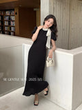 Xixi 2025 Summer New French Temperament Flax High Waist Dress Elegant Holiday Dress