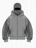 Street Color Double Hat Design Letter Hooded Cardigan Autumn And Winter Loose Y2K Sweater