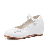 Zingj Heels Single Shoes Spring And Autumn Knot Plate Jacquard Cotton Plain Color Mother Cloth Shoes Women's