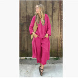 Explosion Of Women's Summer Pocket V-Neck 2 Sets Of Solid Color Loose Women's