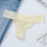 Breathable Thread Cotton Splicing Lace T-Shirt Cotton Lace Lace Side Large Size Low-Rise T-Pants Ladies
