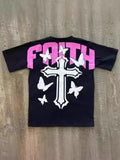 T-Shirt Y2K Hip-Hop Letter Retro Cross Graphic Print Oversized T-Shirt Men's Round Neck Cotton Short-Sleeved Shirt 211-1-Outfit