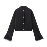 Women's INS Burst Cuff Hair Spliced Cardigan