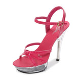 Zingj Ultra High Heel 13CM Summer Rhinestone Female Waterproof Platform Hollow Out Fish Mouth Shoes Sexy Fairy Thin Heel