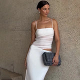 Zingj Women's Fall 2024 New Fashion Sexy Back Fake Two Slim Solid Color Sleeveless Sling