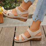 New Large-Size Casual Fish Mouth Sandals Roman Sandals Wearing Magic Sticker And Thick-Soled Sandals
