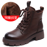 Layer Of Kraft Rubber Foam Bottom Single And Velvet Inner Leather Martin Boots Woman With Height 4.5