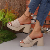 Bottom With Square Slippers Women Summer Wear High-Hee Broadband Strip Cold