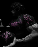 Demon Line Manuscript Spider Before And After Printing Short-Sleeved T-Shirt Summer Tide Necker Men's