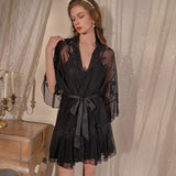 New Sexy Pajamas Women Spring And Summer New Ice Silk High-End Water-Soluble Flower Mesh Slings Aja Monsing Home