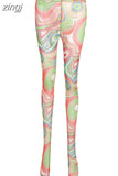 Aesthetic Print Mesh Y2K Thin Leggings Women Trousers Casual High Waist Skinny Clothes Lady Jogger Pant Female