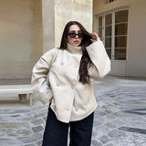 Women's Clothing INS Burst Double Buckle Solid Color This Sub-Quilt Collar Loose This