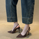 Classic Simple Gray High-Heeled Women's Sharp Head Behind A Word Buckle With Commute Banquet Fine